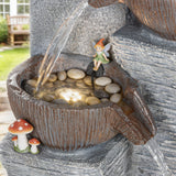 51.2" 5-Tier Water Fountain with LED Lights and Adjustable Flow, Gray/Brown