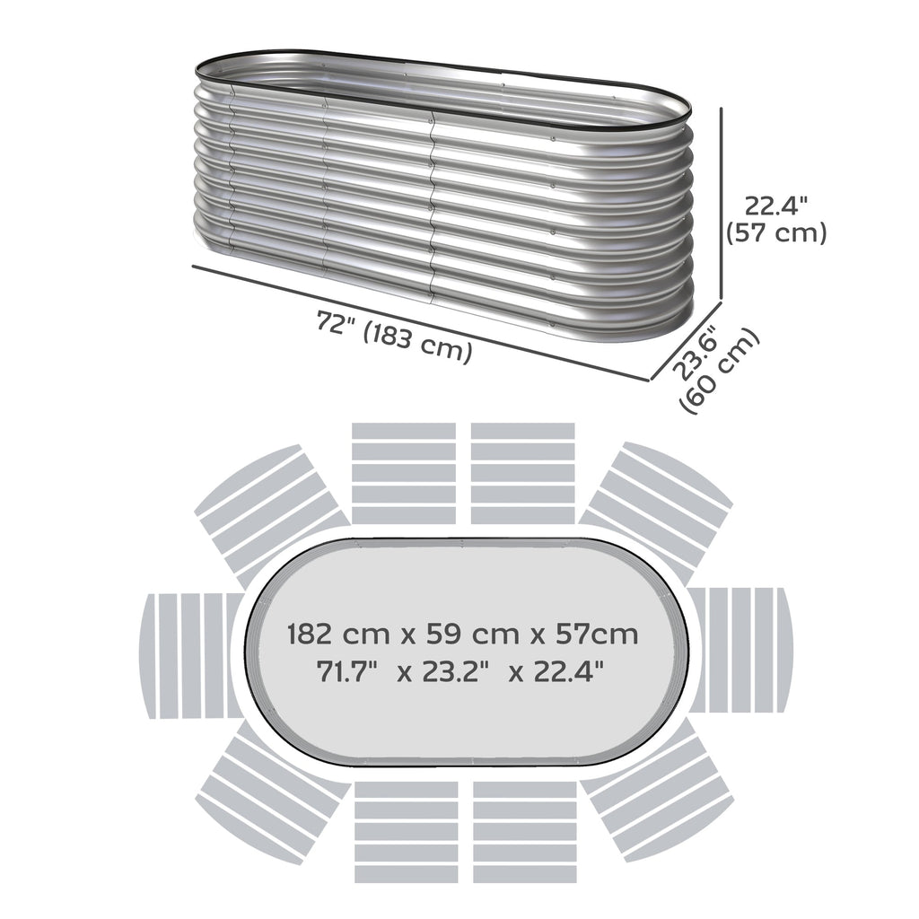 2pcs 6 x 2 x 2 ft Galvanized Raised Garden Beds, Silver