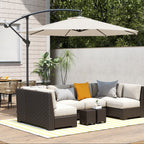 3 m Banana Parasol with Crank Handle, 8 Ribs & Cross Base, Cream White