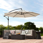 3 m Banana Parasol with Crank Handle, 8 Ribs & Cross Base, Cream White