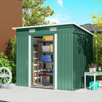 7' x 4' Outdoor Storage Shed with Lockable Double Doors, Green
