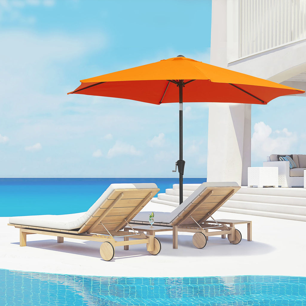 8.5ft Patio Umbrella with Crank Handle and Tilt, Orange