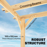 PerArbor 3 x 3 m Natural Wood Pergola Kit with Grape Trellis & Triangle Supports