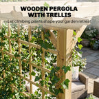 PerArbor 3 x 3 m Natural Wood Pergola Kit with Grape Trellis & Triangle Supports
