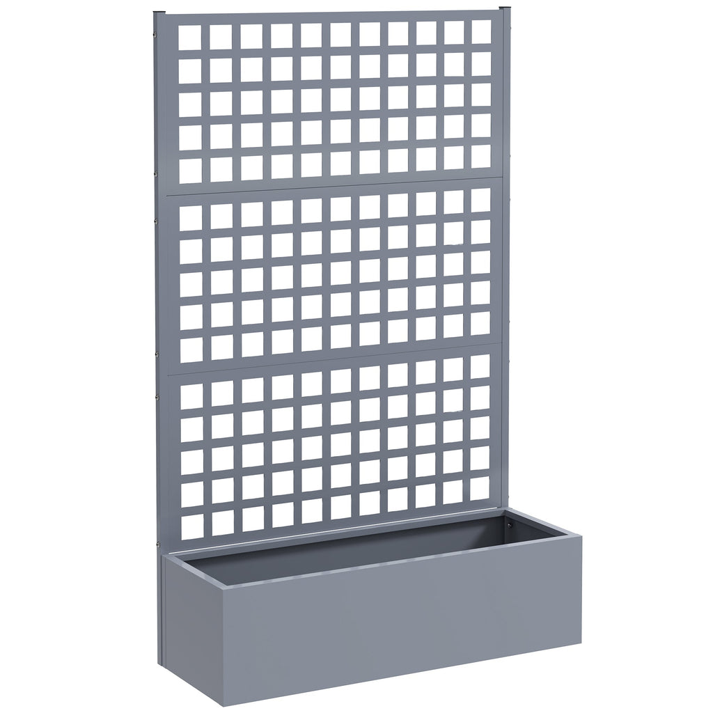 43" x 16" x 70" Raised Garden Bed with Trellis and Privacy Screen, Grey Wood Effect