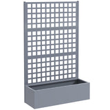 43" x 16" x 70" Raised Garden Bed with Trellis and Privacy Screen, Grey Wood Effect