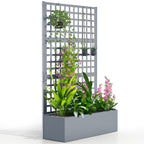 43" x 16" x 70" Raised Garden Bed with Trellis and Privacy Screen, Grey Wood Effect