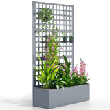 43" x 16" x 70" Raised Garden Bed with Trellis and Privacy Screen, Grey Wood Effect