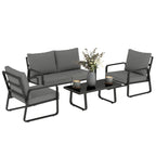 4-Piece Outdoor Sofa Set with Loveseat & 2 Chairs, Coffee Table, Black