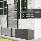 58" Wicker Outdoor Planter with Trellis and Privacy Screen, Mixed Grey