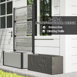 58" Wicker Outdoor Planter with Trellis and Privacy Screen, Mixed Grey