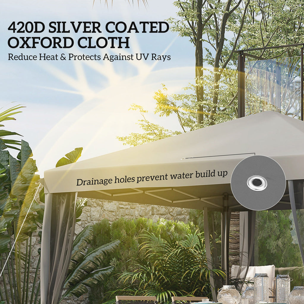 10' x 10' Pop Up Canopy Tent with Mesh Sidewalls and Carry Bag, Light Grey