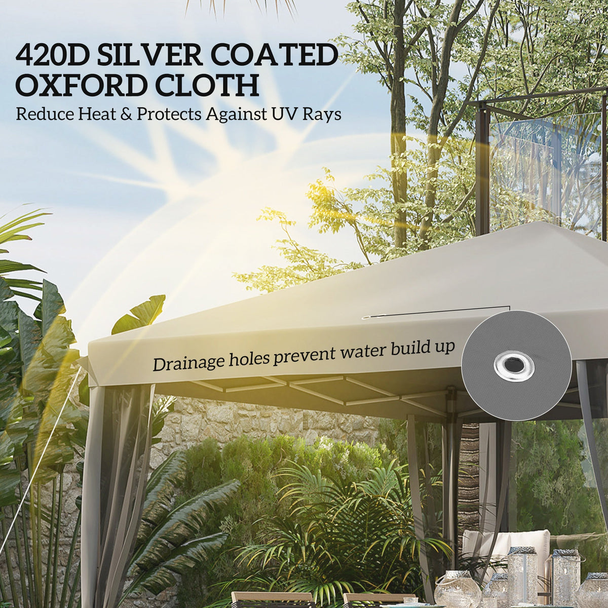 10' x 10' Pop Up Canopy Tent with Mesh Sidewalls and Carry Bag, Light Grey