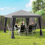 10' x 10' Pop Up Canopy Tent with Mesh Sidewalls and Carry Bag, Light Grey