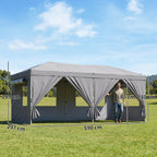 3 x 6 m Pop Up Gazebo with 6 Sidewalls, Wheeled Bag & Sandbags, Dark Grey