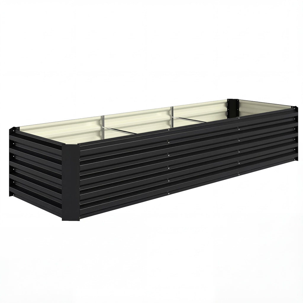 8 x 2.6 x 1.5ft Galvanized Raised Garden Bed with Open Bottom, Black