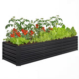 8 x 2.6 x 1.5ft Galvanized Raised Garden Bed with Open Bottom, Black