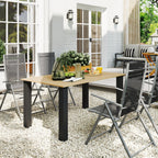 150 x 90 x 73 cm Garden Dining Table with Parasol Hole, Brown