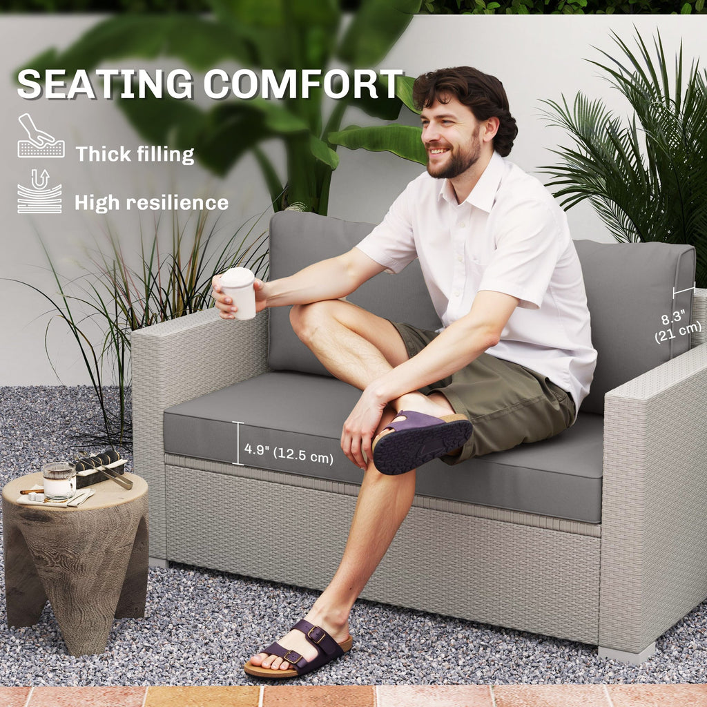 2 Seater Outdoor Seat Cushions with Backrest, Light Grey