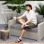 2 Seater Outdoor Seat Cushions with Backrest, Light Grey
