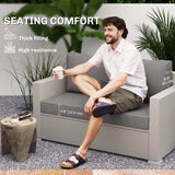 2 Seater Outdoor Seat Cushions with Backrest, Light Grey