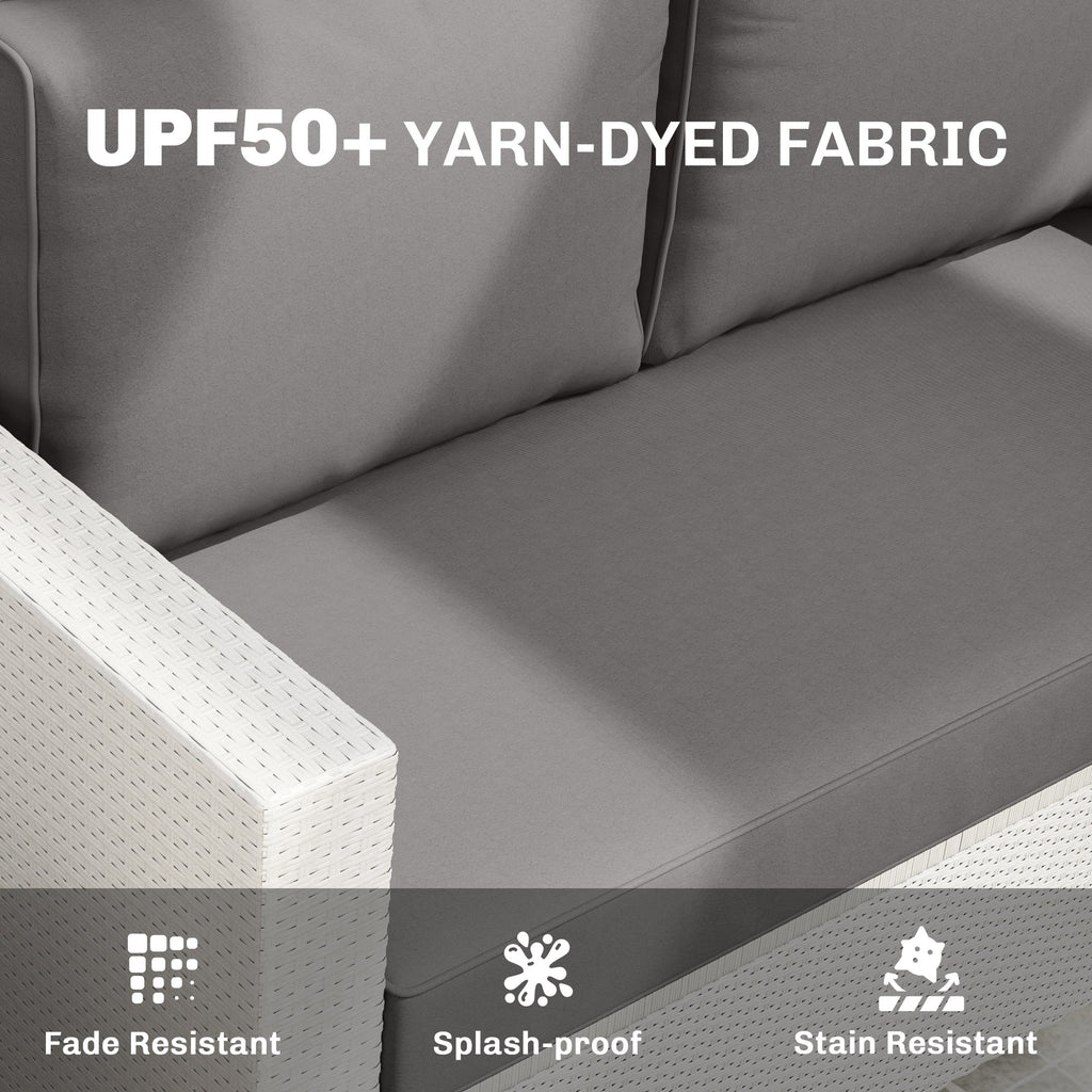 2 Seater Outdoor Seat Cushions with Backrest, Light Grey