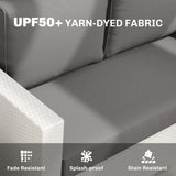 2 Seater Outdoor Seat Cushions with Backrest, Light Grey