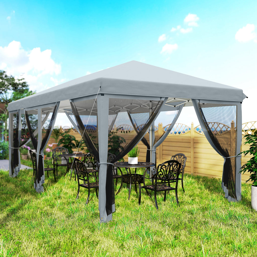 10' x 20' Pop-Up Canopy Tent with Removable Mesh Sidewall Netting, Grey