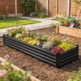 8 x 2.6 x 1.5ft Galvanized Raised Garden Bed with Open Bottom, Black