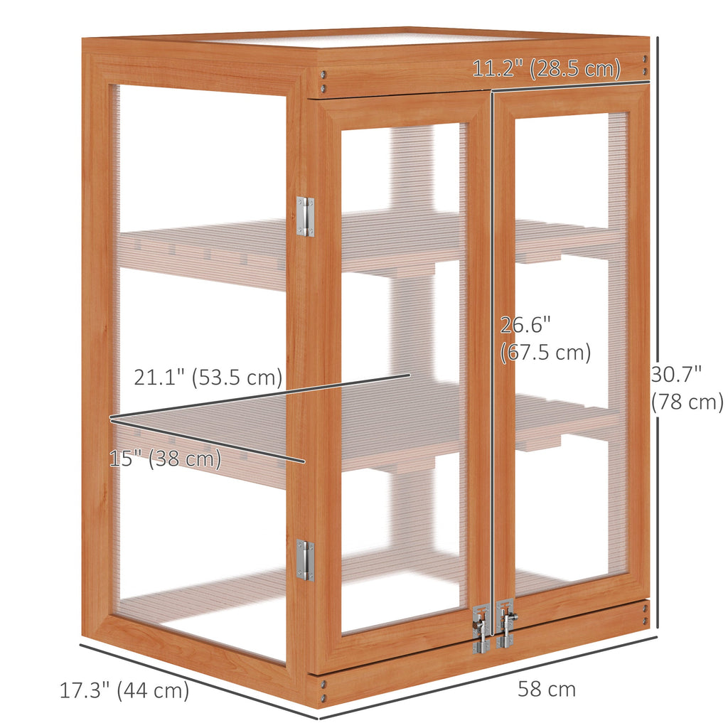 Wooden 2 Tier Cold Frame Greenhouse with Polycarbonate Panels, Orange