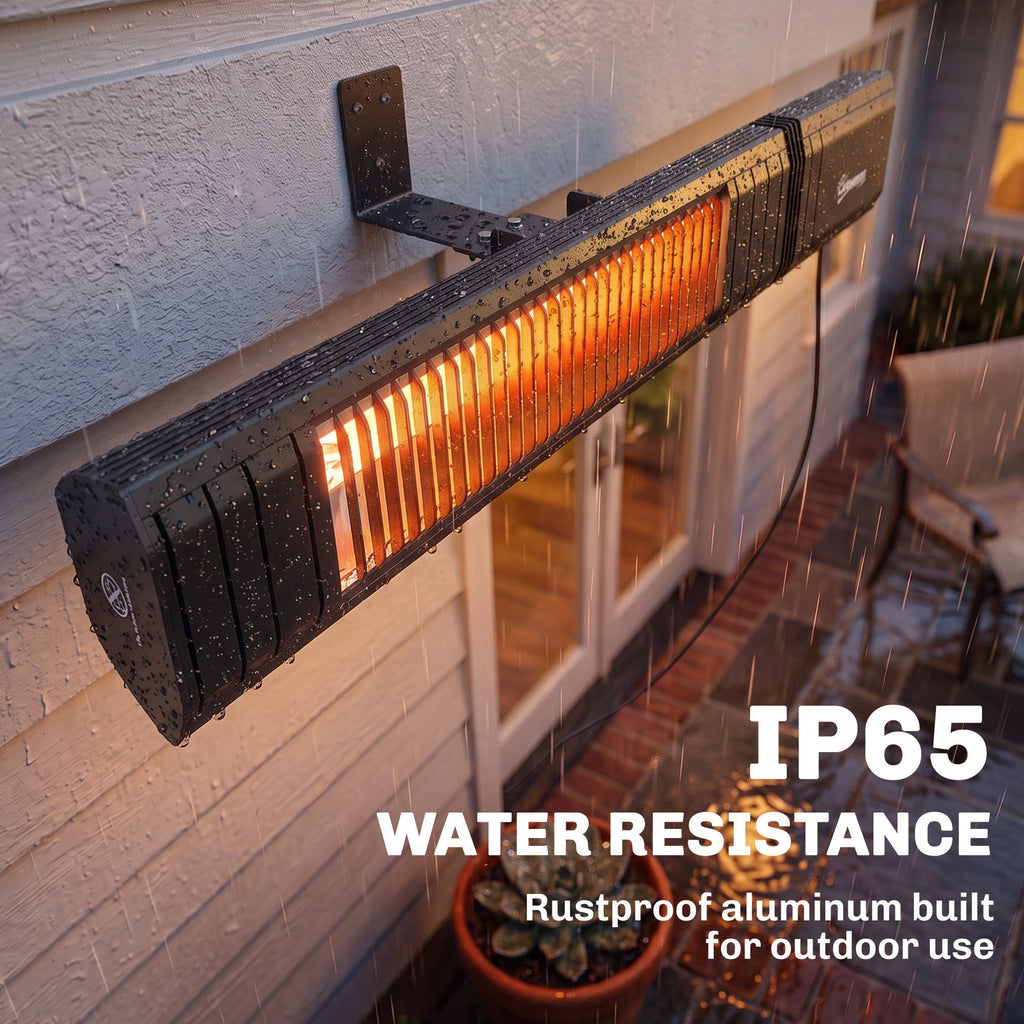 2000W Infrared Wall-Mount Heater with APP, Touch & Remote, IP65, 9 Levels, Black