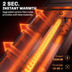 2000W Infrared Wall-Mount Heater with APP, Touch & Remote, IP65, 9 Levels, Black