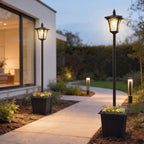 63" Solar Lamp Post Lights 2 Pack with Planter, Waterproof LED, Black