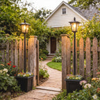 63" Solar Lamp Post Lights 2 Pack with Planter, Waterproof LED, Black