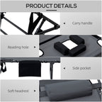 2-Piece Folding Chaise Lounge with Face Hole, Gray