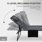 2-Piece Folding Chaise Lounge with Face Hole, Gray