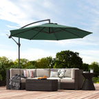 3 m Banana Parasol with Crank Handle, 8 Ribs & Cross Base, Dark Green