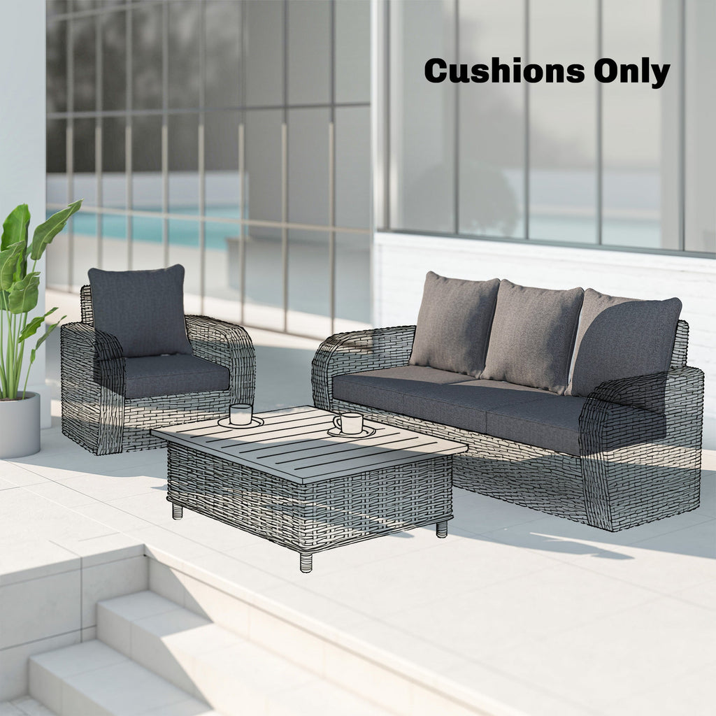 Set of 4 Outdoor Chair Cushions, 24" x 24", Grey