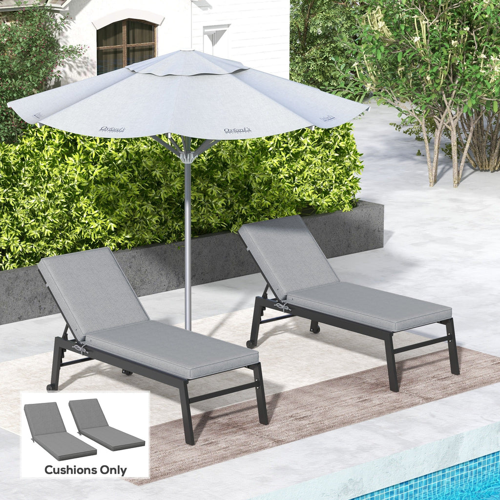 2-Piece Chaise Lounge Cushions, 72" x 21" x 3", Gray
