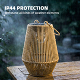 2 Pack Hanging Solar Rattan Lanterns with Auto On/Off, Brown