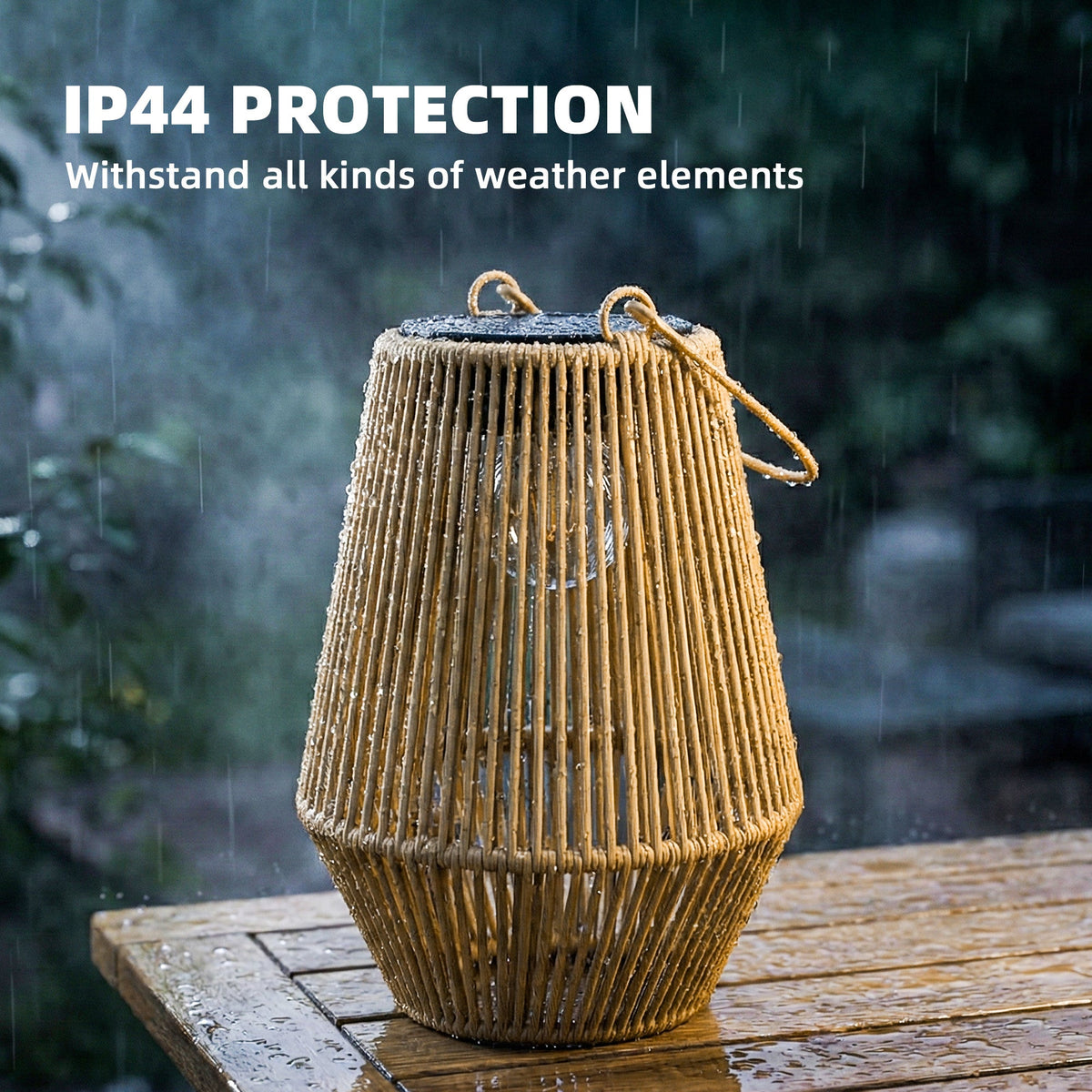 2 Pack Hanging Solar Rattan Lanterns with Auto On/Off, Brown