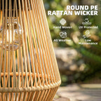 2 Pack Hanging Solar Rattan Lanterns with Auto On/Off, Brown