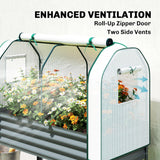 Galvanized Raised Garden Bed with Greenhouse Cover, Dark Gray