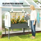 Galvanized Raised Garden Bed with Greenhouse Cover, Dark Gray