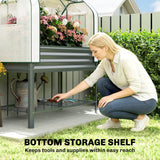 Galvanized Raised Garden Bed with Greenhouse Cover, Dark Gray