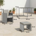 8 Seater Rattan Cube Garden Dining Set with Cushions, Light Grey