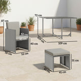 8 Seater Rattan Cube Garden Dining Set with Cushions, Light Grey