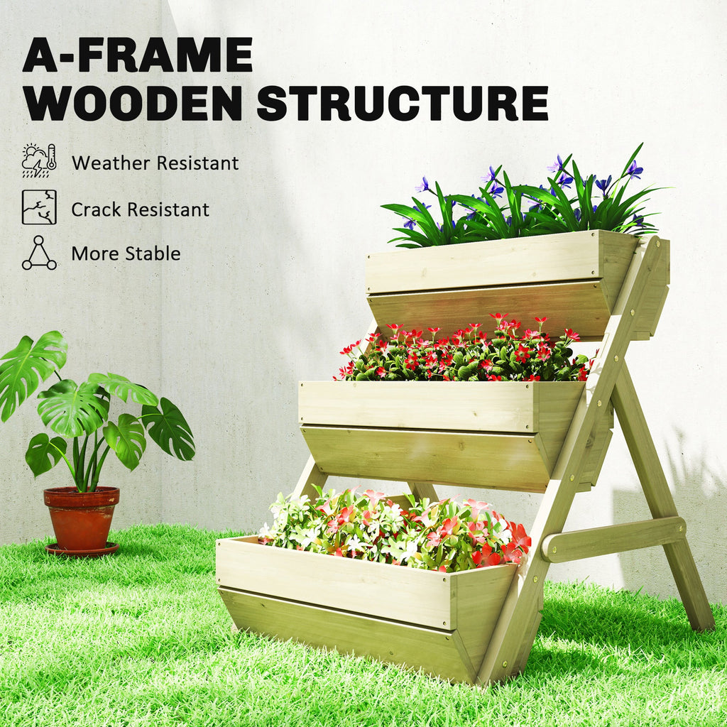 26" x 30" x 30" 3-Tier Wooden Raised Garden Bed, Light Green