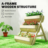 26" x 30" x 30" 3-Tier Wooden Raised Garden Bed, Light Green