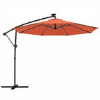3 m Cantilever Parasol with Solar LED Light, Cover & 360° Rotation, Orange
